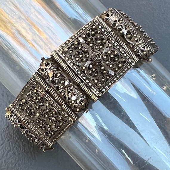 Antique Turkish Ottoman  Filigree Silver Bracelet 