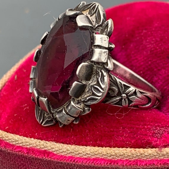 Vintage Art Deco Sterling silver Cocktail  Ring .… - image 7