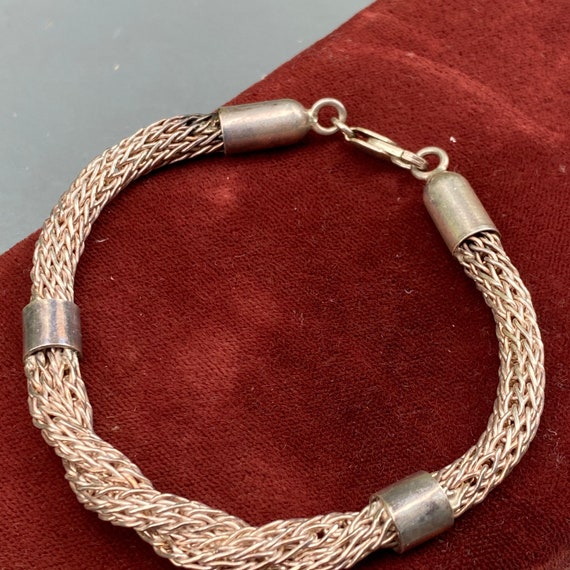 Vintage Sterling Silver Mesh  Bracelet  . Mod Mod… - image 5