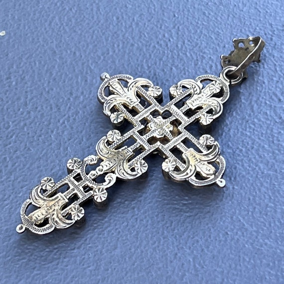 Antique Austro Hungarian Gilt Silver Cross Pendan… - image 8