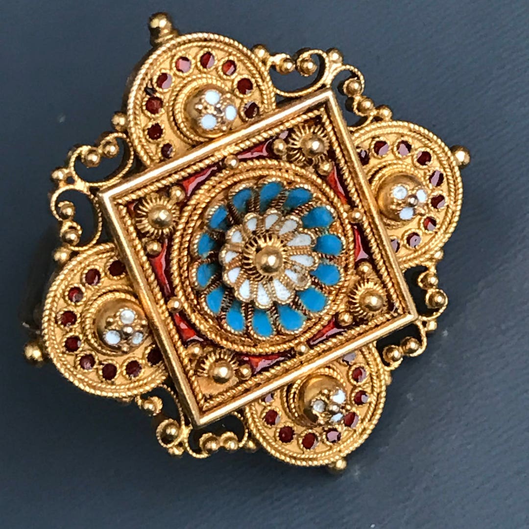 Antique 15kt Gold Pin . Brooch . Brooches . Enamel . Victorian - Etsy