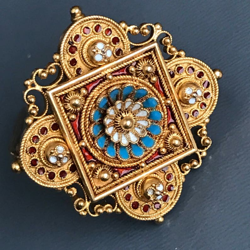 Antique 15kt Gold Pin . Brooch . Brooches . Enamel . Victorian Etsy