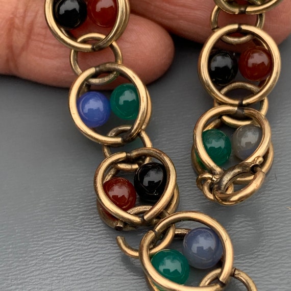 Gold Filled Starter Charm Bracelet . Gemstones Br… - image 7