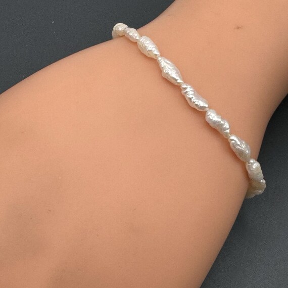 14K GOLD Filled Baroque Rice Pearls Bead Beaded Chain… - Gem