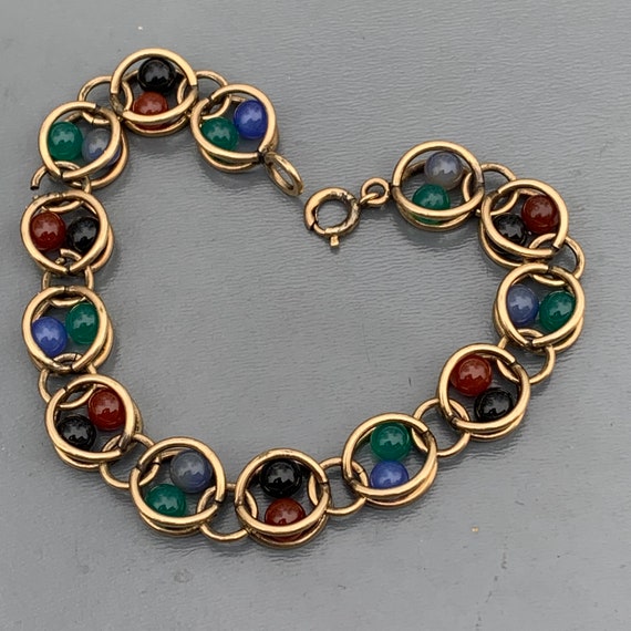 Gold Filled Starter Charm Bracelet . Gemstones Br… - image 8