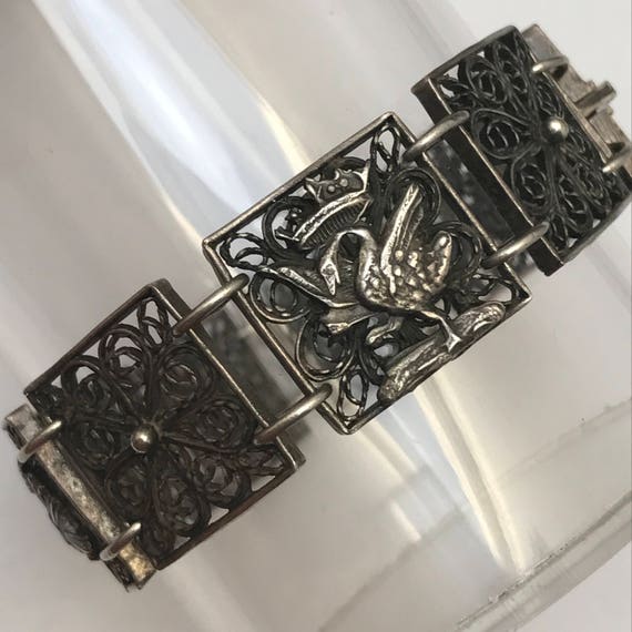 Vintage Filigree Silver Bracelet  . European silv… - image 4