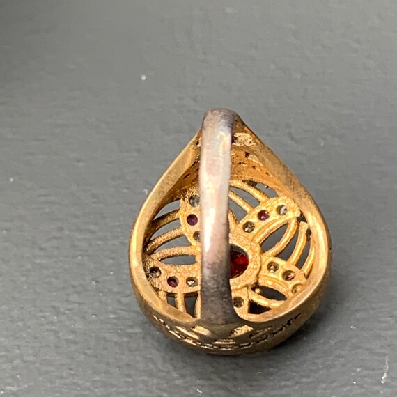 Vintage Art Deco Gold Gilt paste Ring . Indian Mo… - image 5