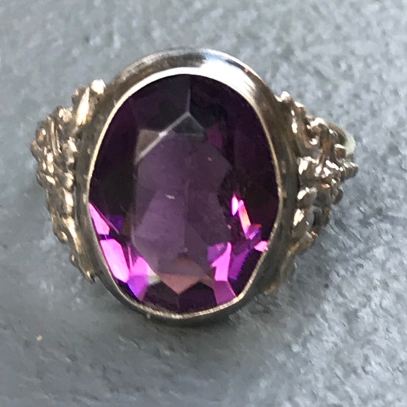 Vintage Art Deco 830 silver  Ring .  Amethyst Pas… - image 3