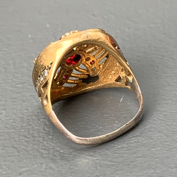 Vintage Art Deco Gold Gilt paste Ring . Indian Mo… - image 4