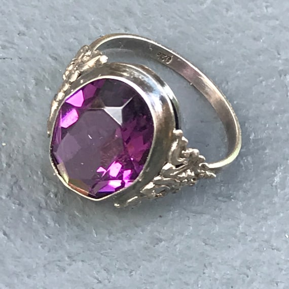 Vintage Art Deco 830 silver  Ring .  Amethyst Pas… - image 1