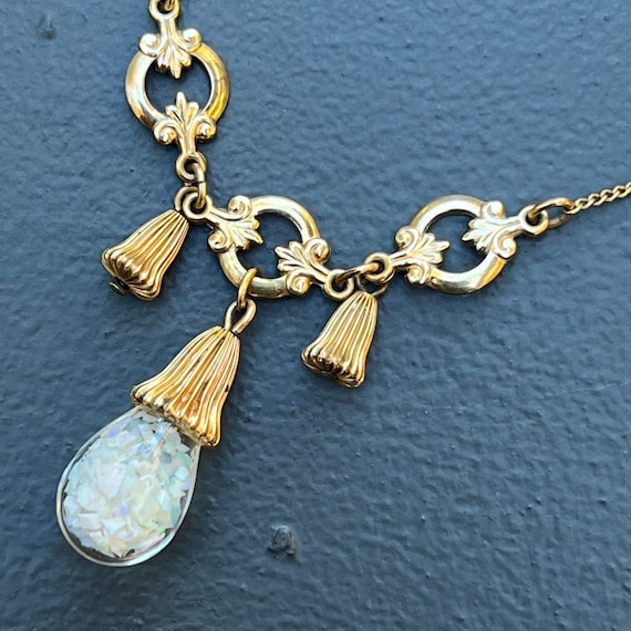 Vintage Gold filled Floating Opal  Bulb Necklace … - image 1