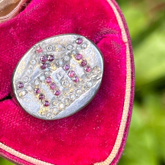 Rare Antique Greek Silver Diamond Rubies Ring . G… - image 2