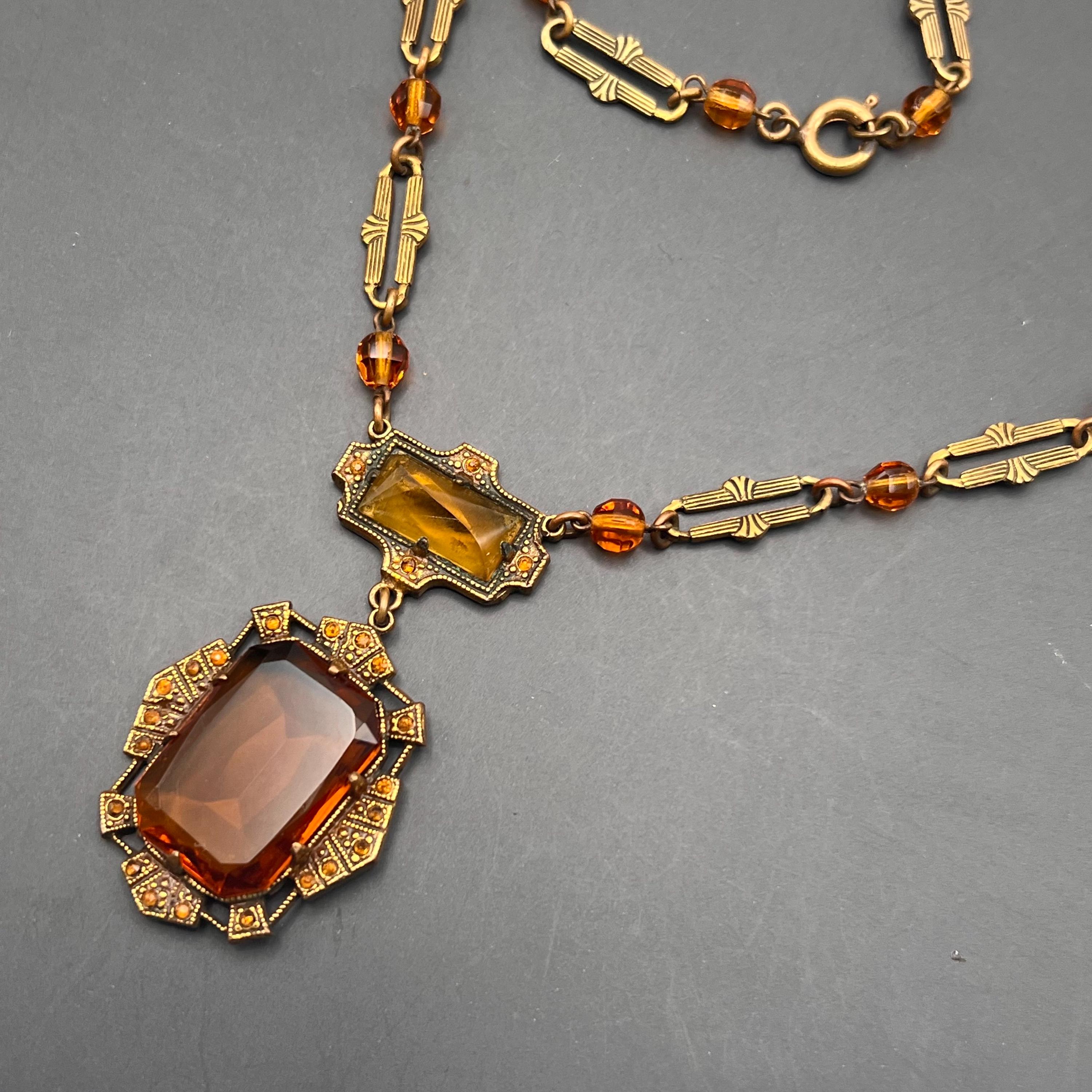 A1-3 ロードナイトビンテージチェコネックレス Vintage czech art deco necklace - Etsy 日本
