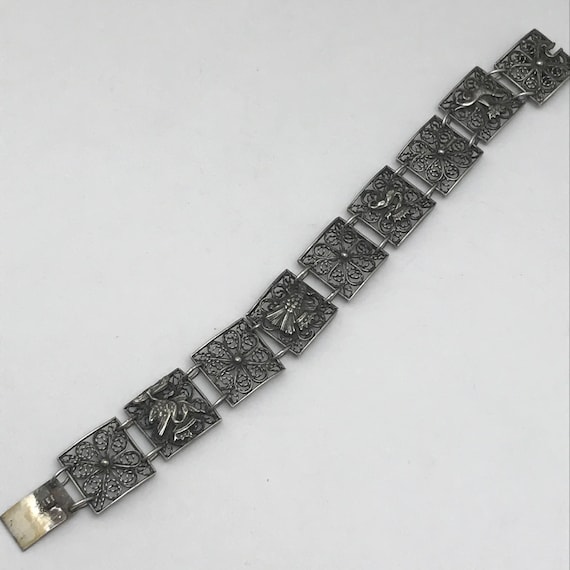 Vintage Filigree Silver Bracelet  . European silv… - image 2