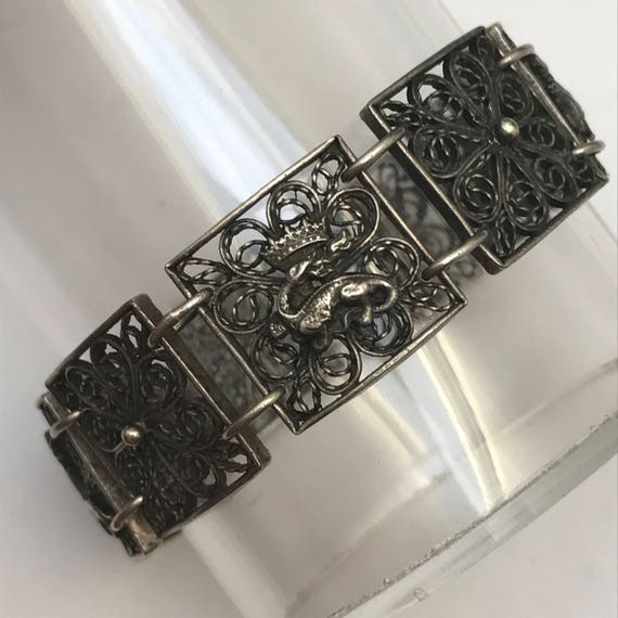 Vintage Filigree Silver Bracelet  . European silv… - image 5