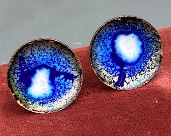 Vintage Mod Modern  Cufflinks . Copper Enamel Cufflinks . Unsigned Designer jewelry