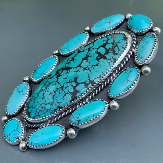 MASSIVE Vintage Navajo sterling silver , Turquois… - image 3