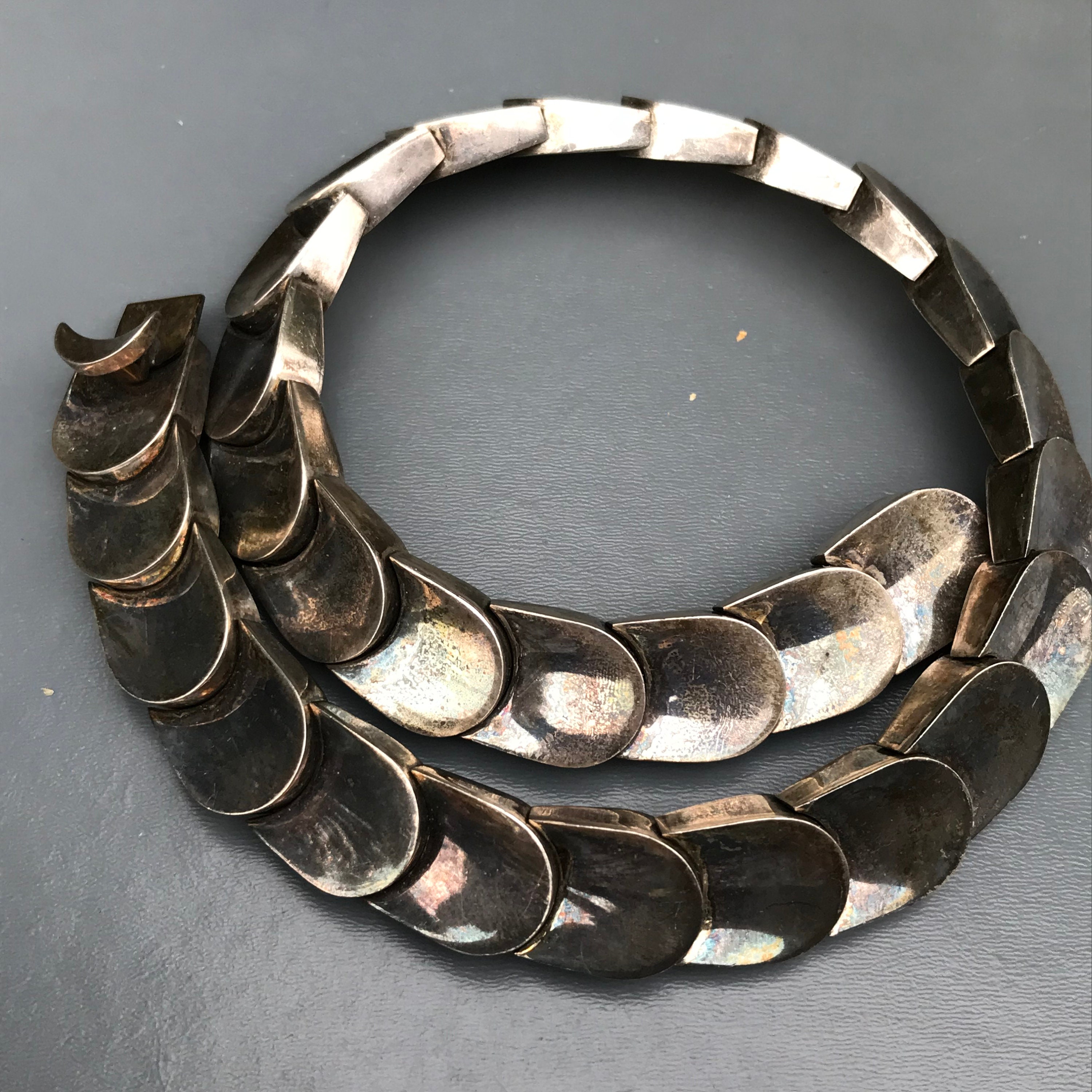HEAVY Vintage Mexican 950 Silver bib Necklace . Fidencio | Etsy