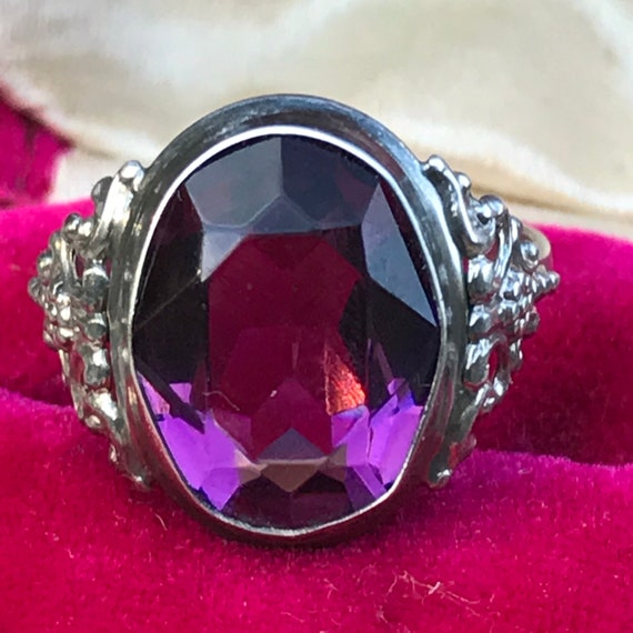 Vintage Art Deco 830 silver  Ring .  Amethyst Pas… - image 8