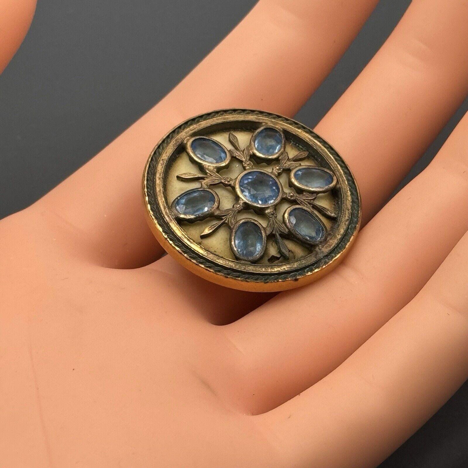 Broche Ancienne Rare - Bijou Vintage Français En Verre Ou Pierre - Métal - Occasion