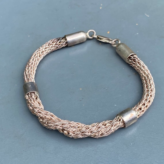 Vintage Sterling Silver Mesh  Bracelet  . Mod Mod… - image 2