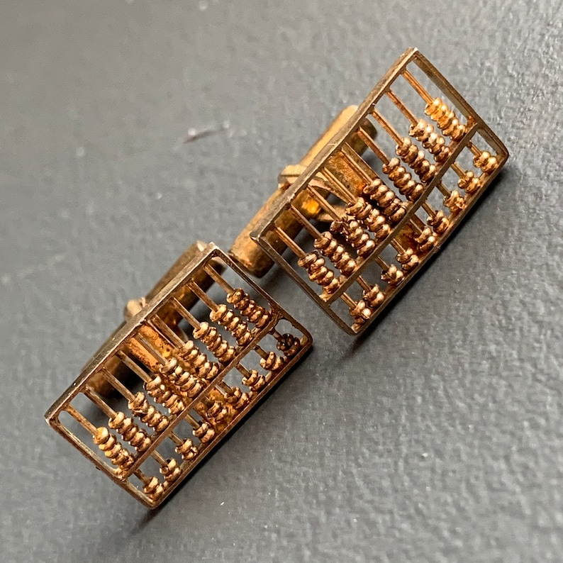 Sterling silver Chinese abacus cufflinks Vintage Gold Gilt Sterling Silver Cufflinks Vintage jewelry