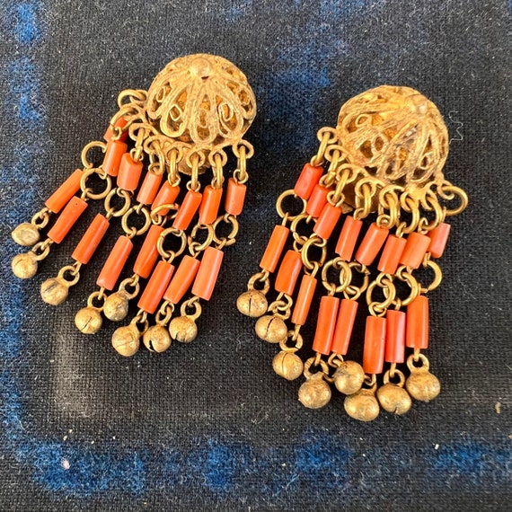 Vintage Egyptian Revival Dangle drop earrings . G… - image 3