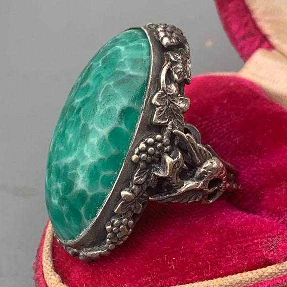 Vintage Egyptian Revival Cocktail Ring . Flying D… - image 1