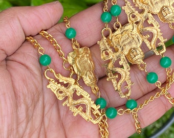 Vintage Asian Oriental Inspired Gold Plated Buddha Chain   Necklace . Unsigned Designer Jewelry