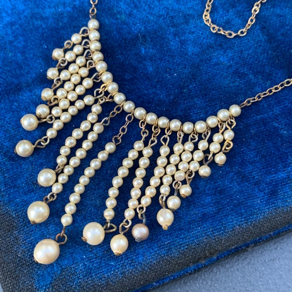 Art Deco French Faux Pearl Bib  Necklace  . Vinta… - image 5