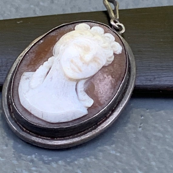 Antique 800 silver  Carved Cameo Pendant  . Victo… - image 9