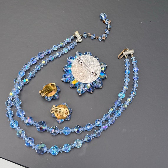 Vtg double strand Blue faceted Crystal Glass Bead… - image 9