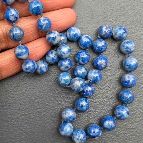Vintage hand Knotted Lapis Lazuli Bead Beaded Nec… - image 3