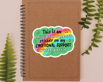 Mental Health Decal Funny Emotional Support Water Bottle Sticker Rainbow Anxiety Sticker for Friend Humorous Gift Idea for Anxious Coworker