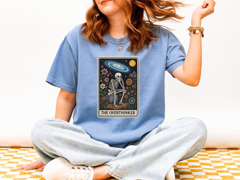 Card TShirt Sarcastic Mental Health T Shirt for Daughter Social Anxiety Gift Idea for Depressed Friend Anxiety Shirt Funny Overthinker Tarot