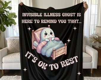 Invisible Illness Blanket for Wife Self Care Reminder Blanket Soft Chronic Illness Awareness Couch Throw Gift Idea for Flare Day Recovery