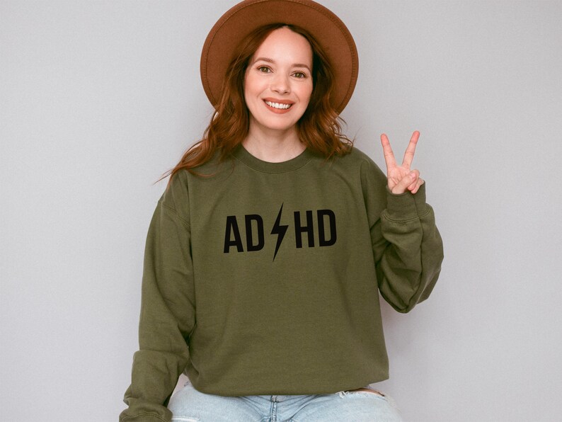 Gift for Boyfriend Oversized Streetwear Apparel Self Care Pullover ADHD Unisex Sweatshirt Modern Neurodivergent Crew Mental Health Awareness
