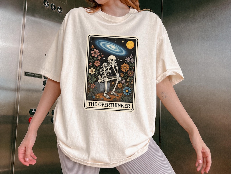 Anxiety Shirt Funny Overthinker Tarot Card TShirt Sarcastic Mental Health T Shirt for Daughter Social Anxiety Gift Idea for Depressed Friend