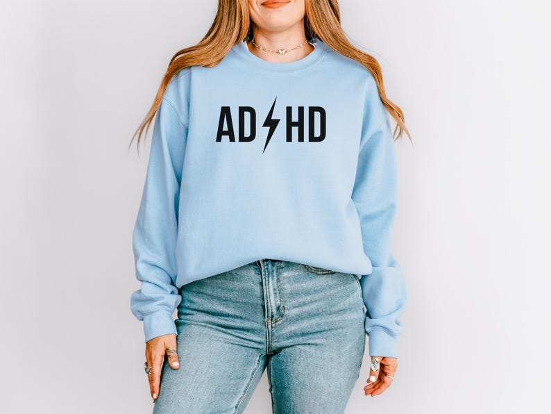 Health Awareness Gift for Boyfriend Oversized Streetwear Apparel Self Care Pullover ADHD Unisex Sweatshirt Modern Neurodivergent Crew Mental