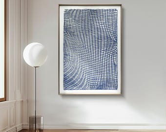 Blue Canvas Wall Art Acrylic Abstract Wall Art with 3D Textured Lines Serene Teal Wave Canvas Painting in Gallery Frame for  Home Office