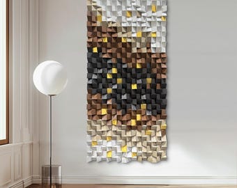 3D Wall Art Decor Wooden Wall Art Decor Textured Wall Art Grey Wall Decor Mosaic Wall Art Large Artwork