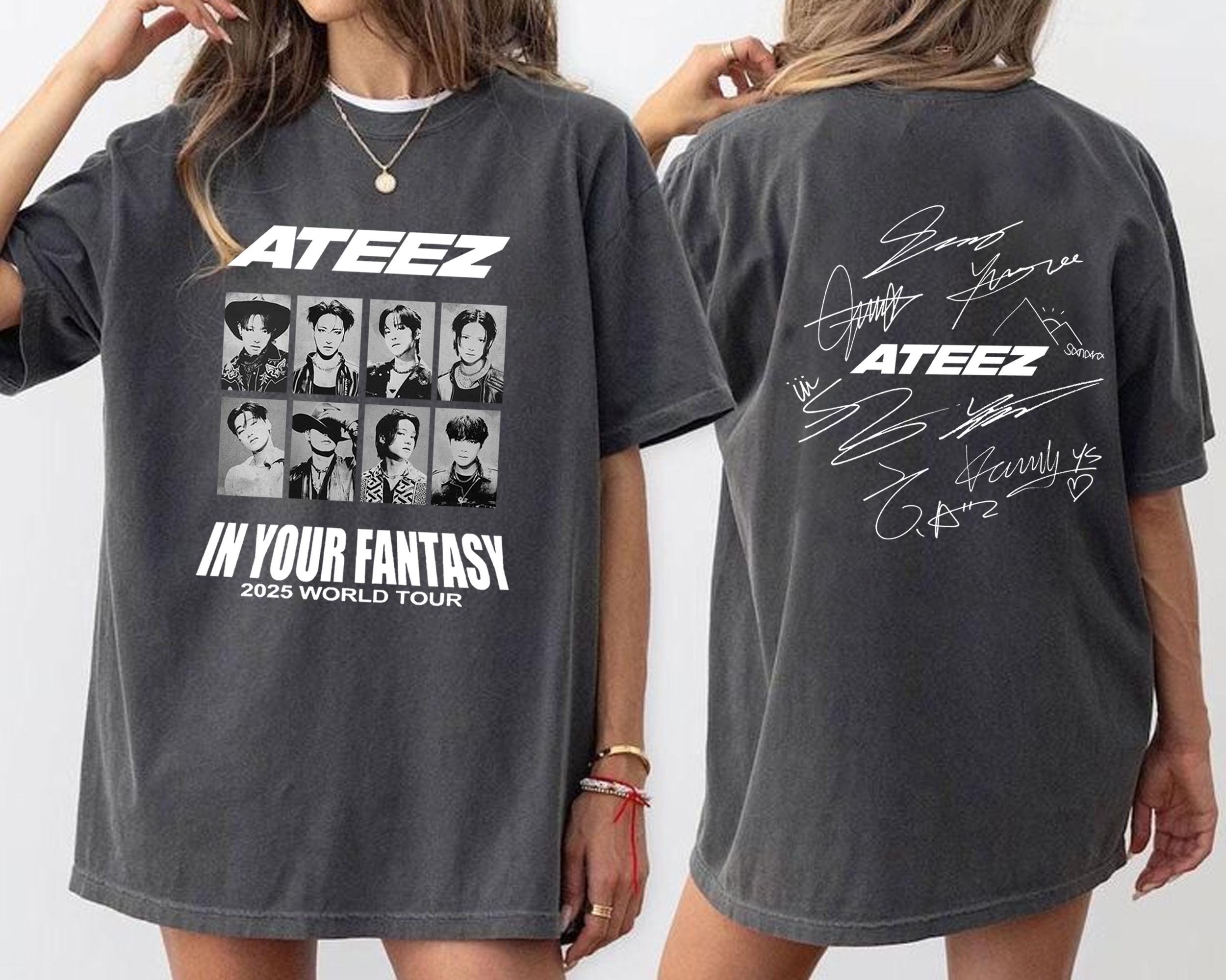 Ateez 2025 World Tour in Ihrem Fantasy Retro Vintage Shirt, Ateez Logo T-shirt, Ateez World Tour 2025 Merch Shirt, Ateez Mitglieds Kpop Shirt