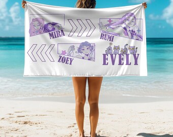 Custom Demon Hunters Kpop Beach Towel With Name, Huntrix