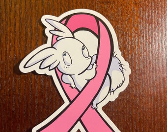 Pink Ribbon Beebo - vinyl sticker