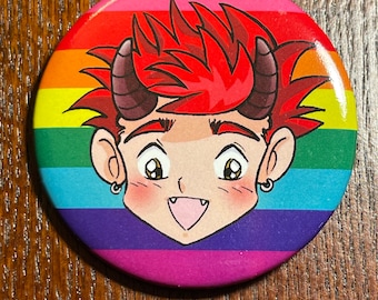 Rainbow HyperPan ( Satyr ) - tin badge/pin