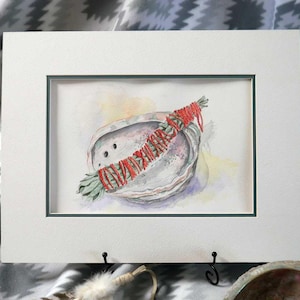Sage & Abalone Shell Watercolor Print: Indigenous Healing Art