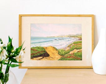 Cambria California Wall Art | Coastal Watercolor Print | Central Coast Decor | Beach House Gift