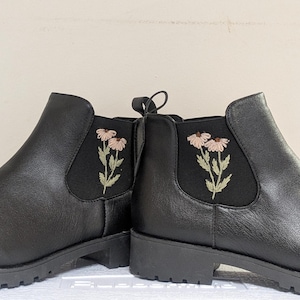 black custom hand embroidered boots
