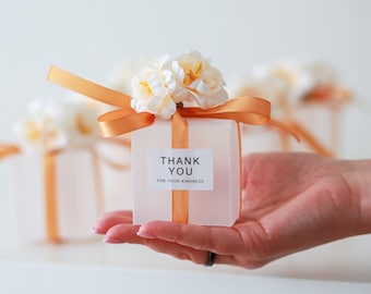 Custom Wedding gift box, Wedding Bonbonniere Wedding favor boxes with satin ribbon, Personalized wedding favor candy box.