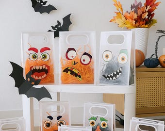 Halloween treat bags, Halloween Personalized Gift Bags, Halloween monster bags, party favor bags, Halloween favors, spooky Halloween gifts